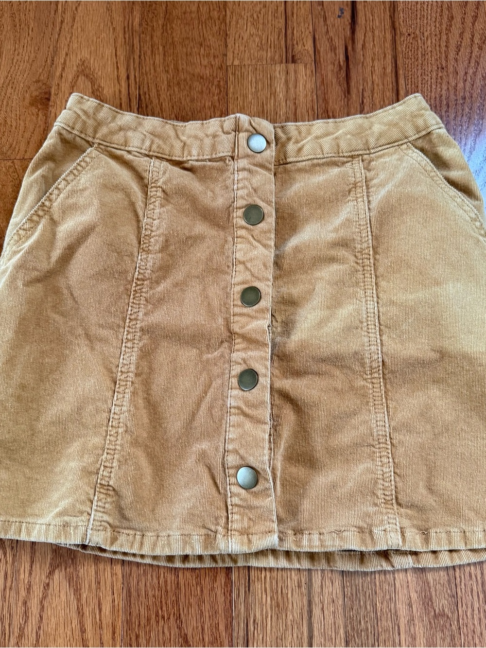 Altar’d State Button-Front Tan Corduroy Skirt